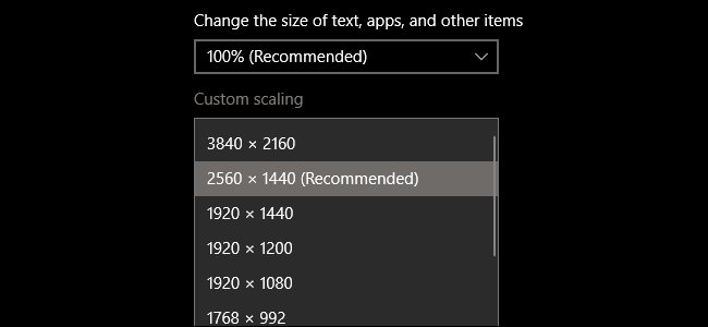 use recommended resolution