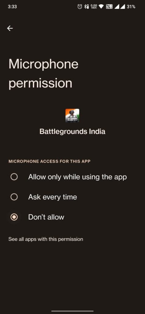 Disable the microphone permission